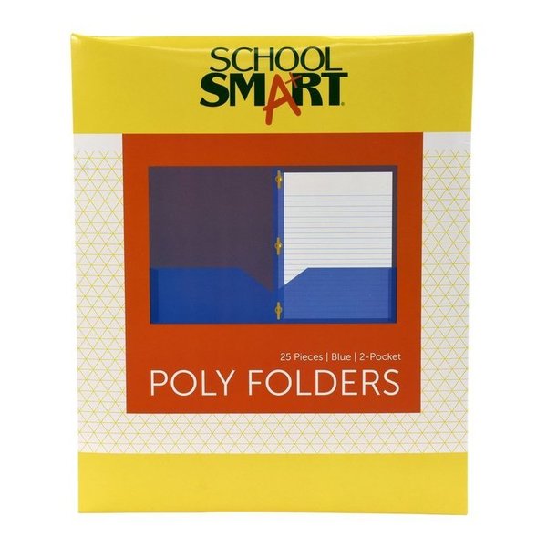 School Smart FOLDER  TWO-POCKET POLY WITH FASTENERS BLUE PACK OF 25 PK 2019638